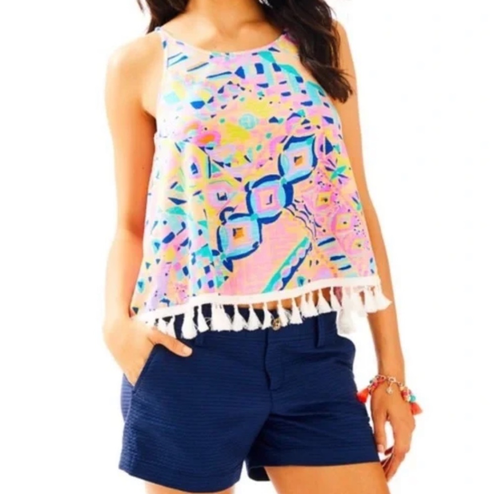 LILLY PULITZER AUDEN TASSEL TANK TOP SIZE SMALL PRETTY BOHO FUN FEMININE